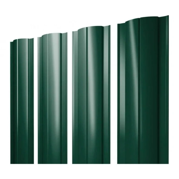 Евроштакетник Полукруглый 0,45x110 мм зелёный RAL 6005 1м